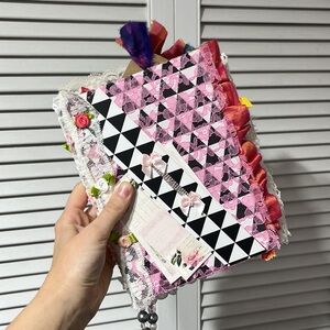 Pink Victorian Punk Junk Journal with Pull-Out Cards and Lace Trim